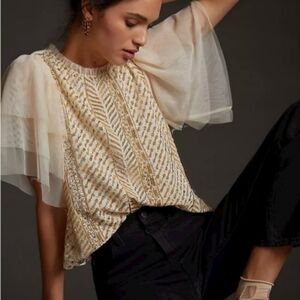 Anthropolgie Let Me Be Sequinned Blouse